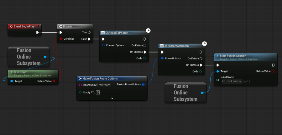 BP logic for connecting to Photon and joining a room