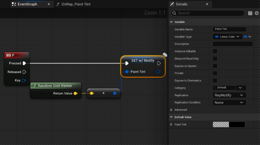 BP logic for setting the PaintTint
