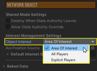 NetworkObject ObjectInterest Options