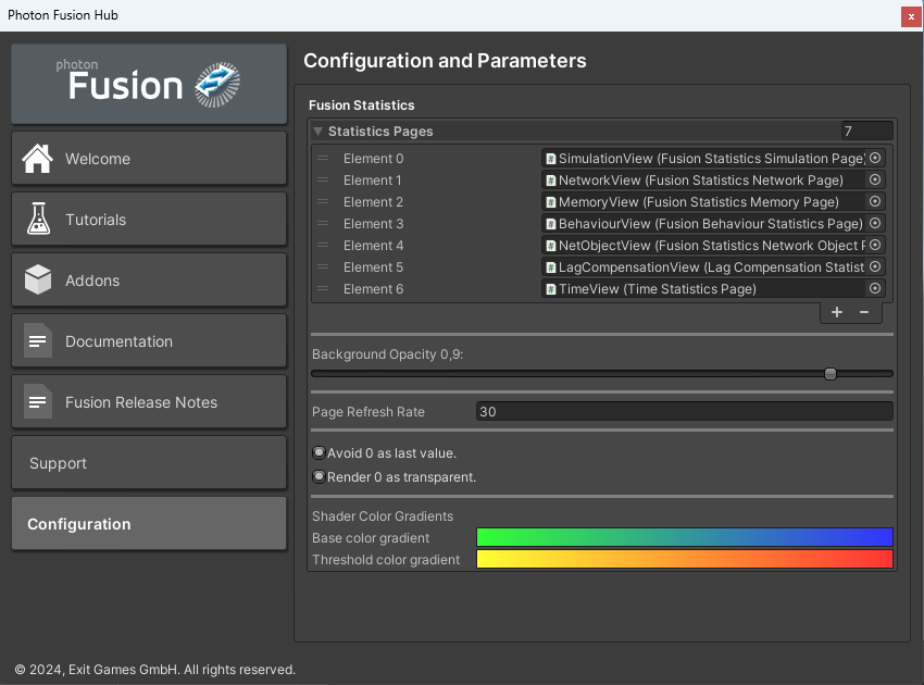 Fusion Hub上のStatistics設定