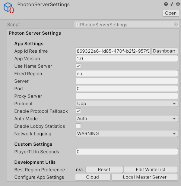 Photon Server Settings