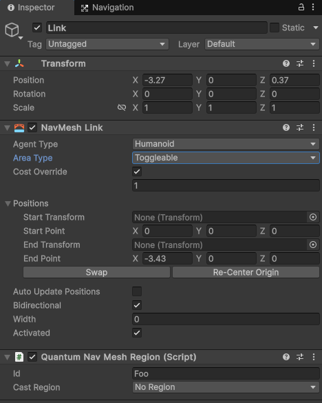 Off Mesh Link Regions