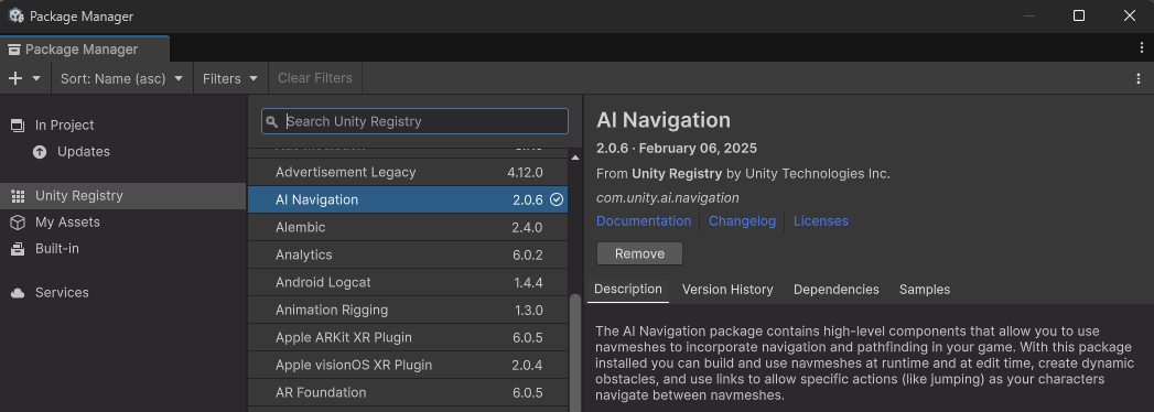 AI Navigation package