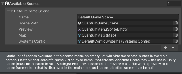 quantummenuconfig - available scenes