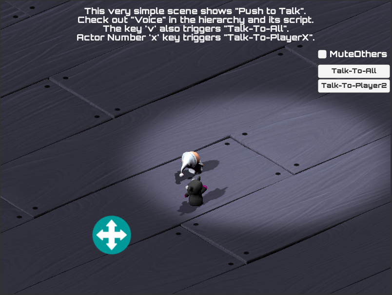 PUN Voice Push-To-Talk demo running