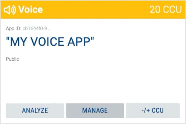 Voice app - manage